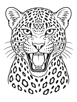 Free printable Snarling Leopard Head Portrait coloring page