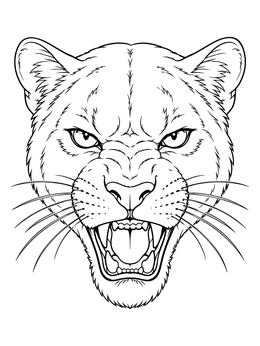 Free printable Roaring Panther Head Portrait coloring page