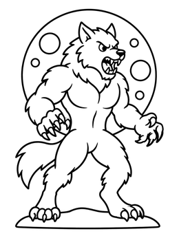 Free printable Snarling Werewolf Under The Full Moon coloring page