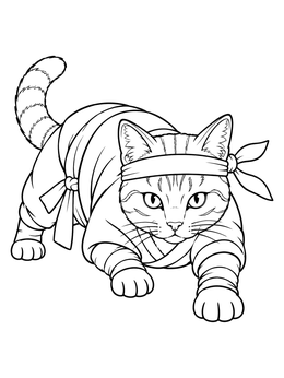 Free printable Sneaking Ninja Cat In Action coloring page