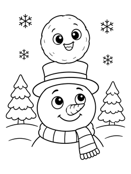 Free printable Cheerful Snowball On Snowman Hat coloring page