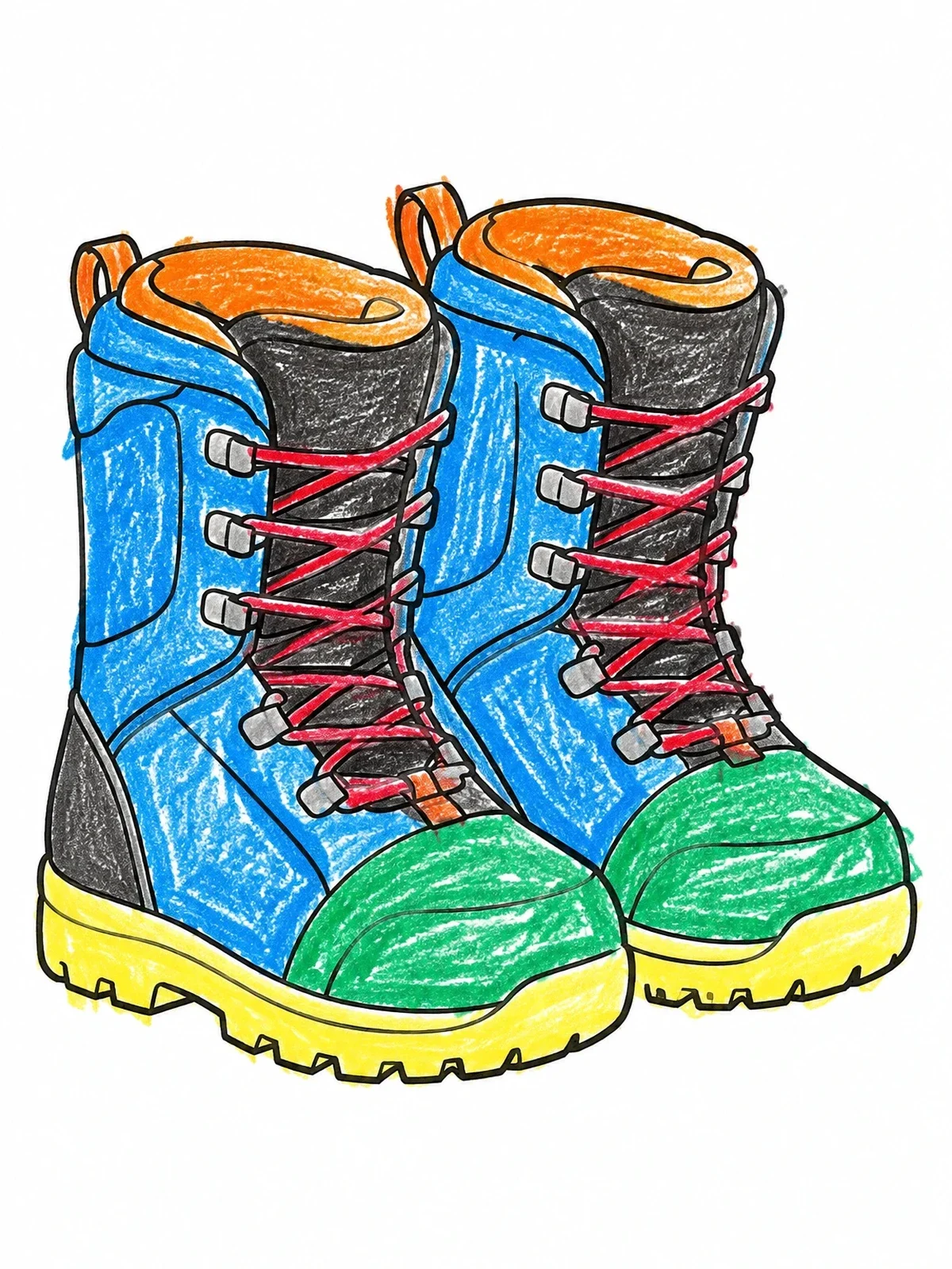 Colored example of the Pair Of Snowboard Boots coloring page