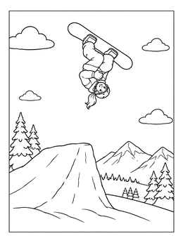 Free printable Snowboarder Mid Air Backflip Jump coloring page
