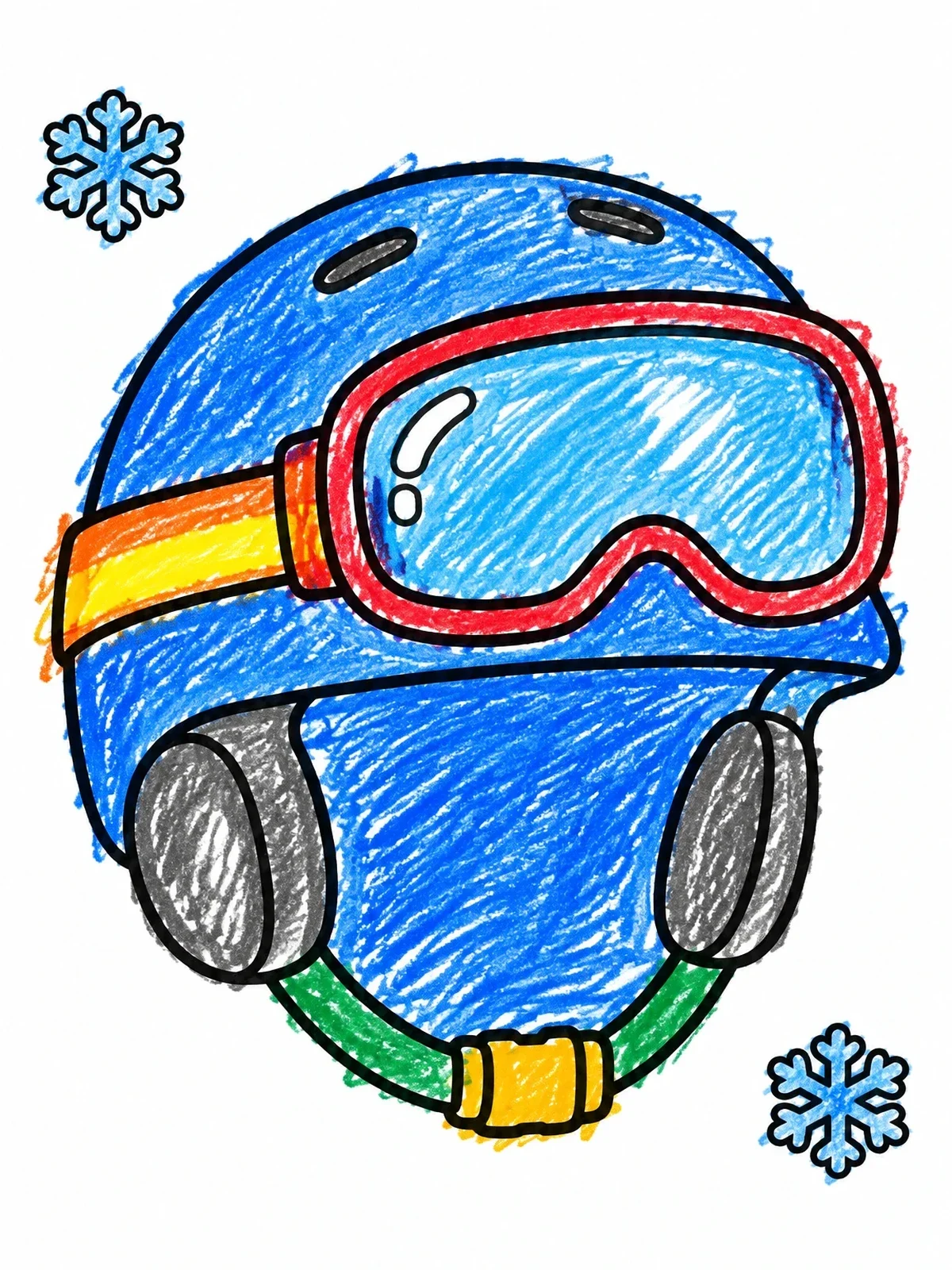 Colored example of the Winter Snowboard Helmet With Goggles coloring page