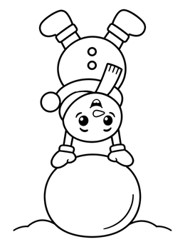 Free printable Acrobatic Snowman Doing A Handstand coloring page