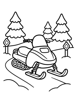 Free printable Snowmobile On Forest Winter Trail coloring page