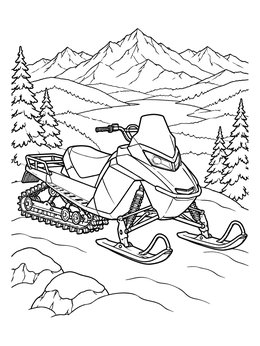 Free printable Snowmobile On A Mountain Ridge coloring page