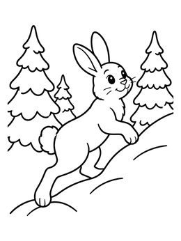 Free printable Cheerful Snowshoe Hare In Winter coloring page