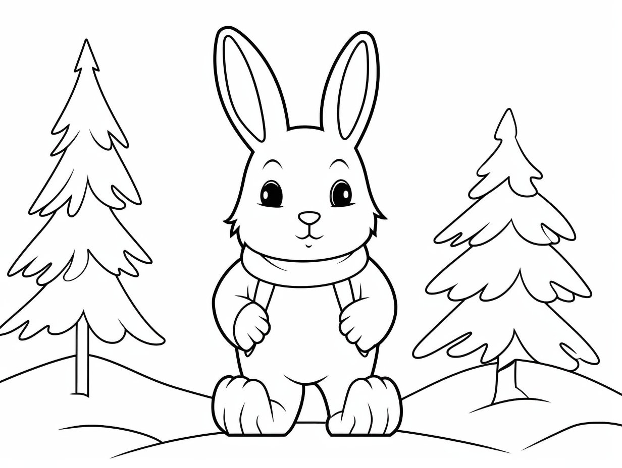 Snowshoe Hare Coloring Excitement - Coloring Page