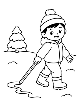 Free printable Child Drawing In The Snow coloring page
