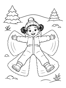 Free printable Child Making A Snow Angel coloring page