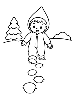Free printable Toddler Walking In Fresh Snow coloring page
