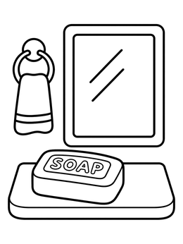 Free printable Soap Bar Beside Bathroom Mirror coloring page