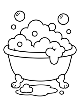 Free printable Bubble Filled Clawfoot Bathtub coloring page