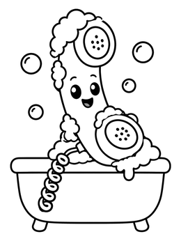 Free printable Cute Retro Telephone In Bubble Bath coloring page