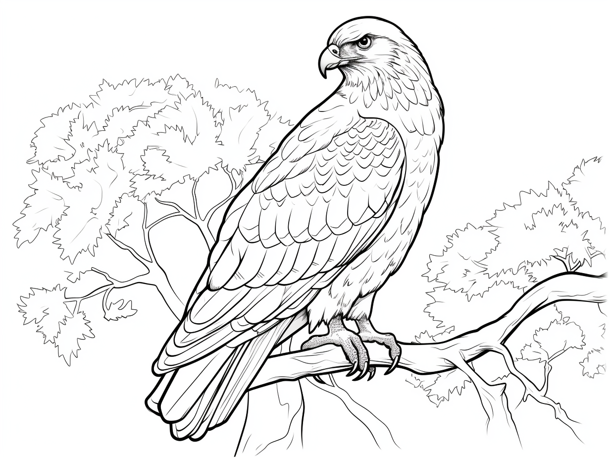 Soaring Hawk Coloring Sheet - Coloring Page