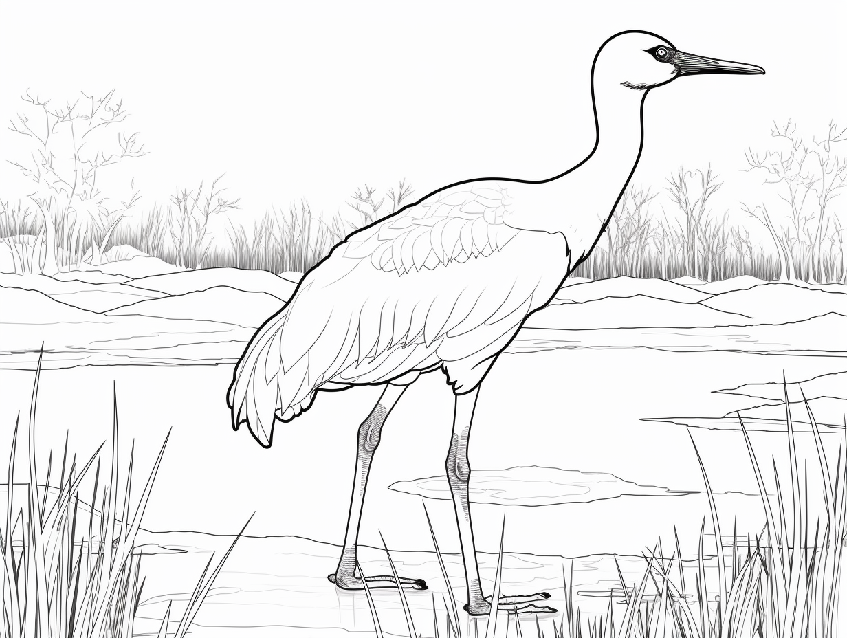 Soaring Whooping Crane Coloring - Coloring Page