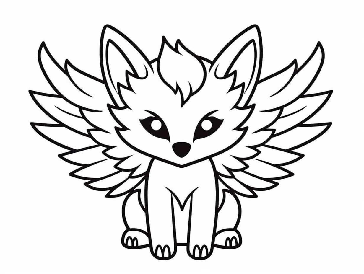Soaring Winged Wolf Coloring Sheet - Coloring Page