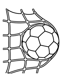 Free printable Soccer Ball Hitting The Goal Net coloring page