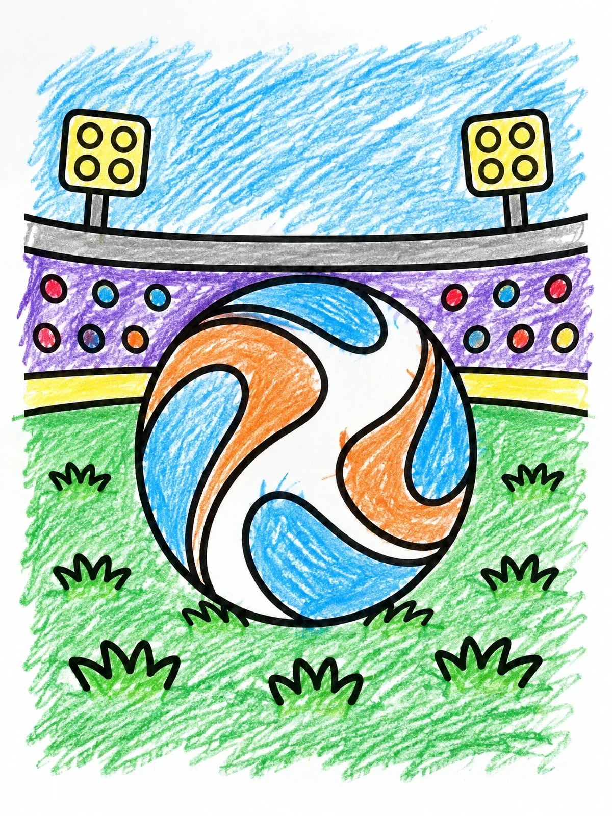 Colored example of the Soccer Ball In The Stadium coloring page