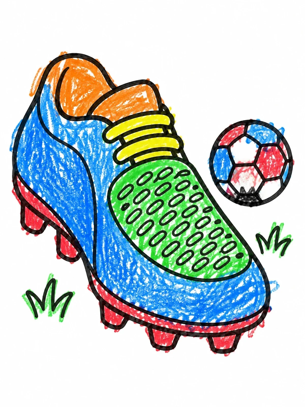 Colored example of the Soccer Cleat And Small Ball coloring page