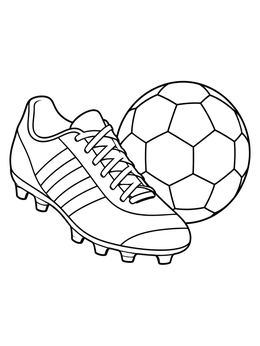 Free printable Soccer Cleat Beside Classic Ball coloring page