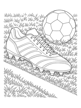 Free printable Soccer Cleat On Grass Pitch coloring page