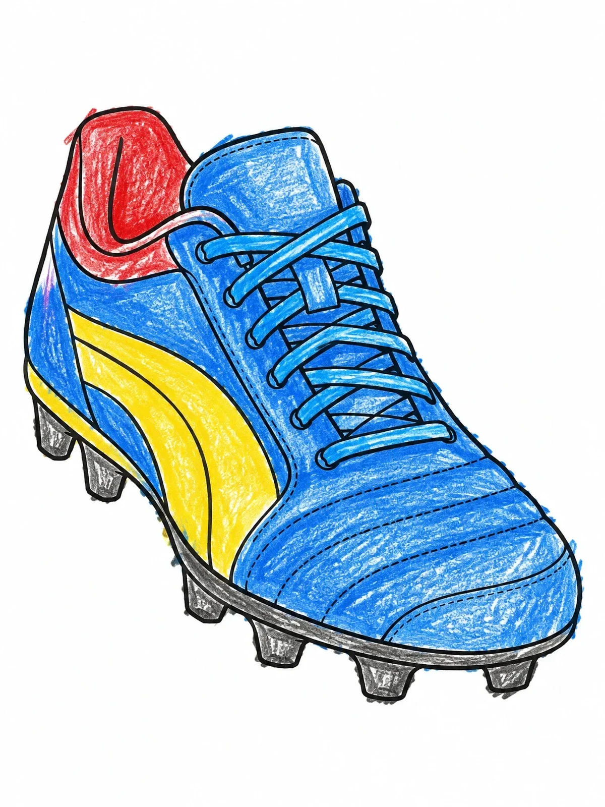 Colored example of the Soccer Cleat Front View coloring page