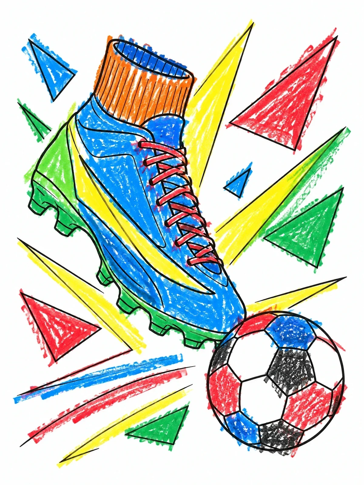 Colored example of the Soccer Cleat Kicking Ball coloring page