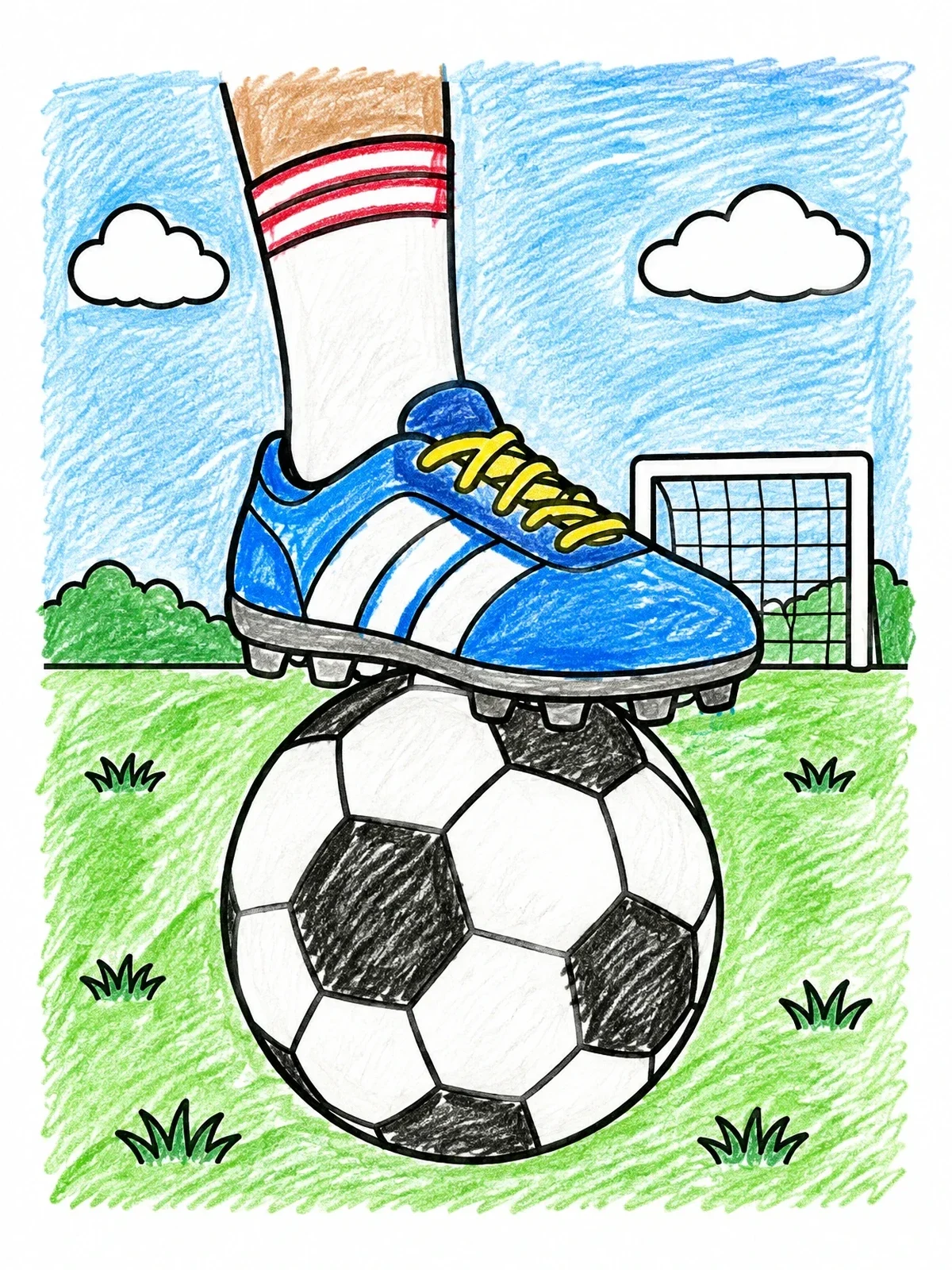 Colored example of the Soccer Cleat On The Ball coloring page