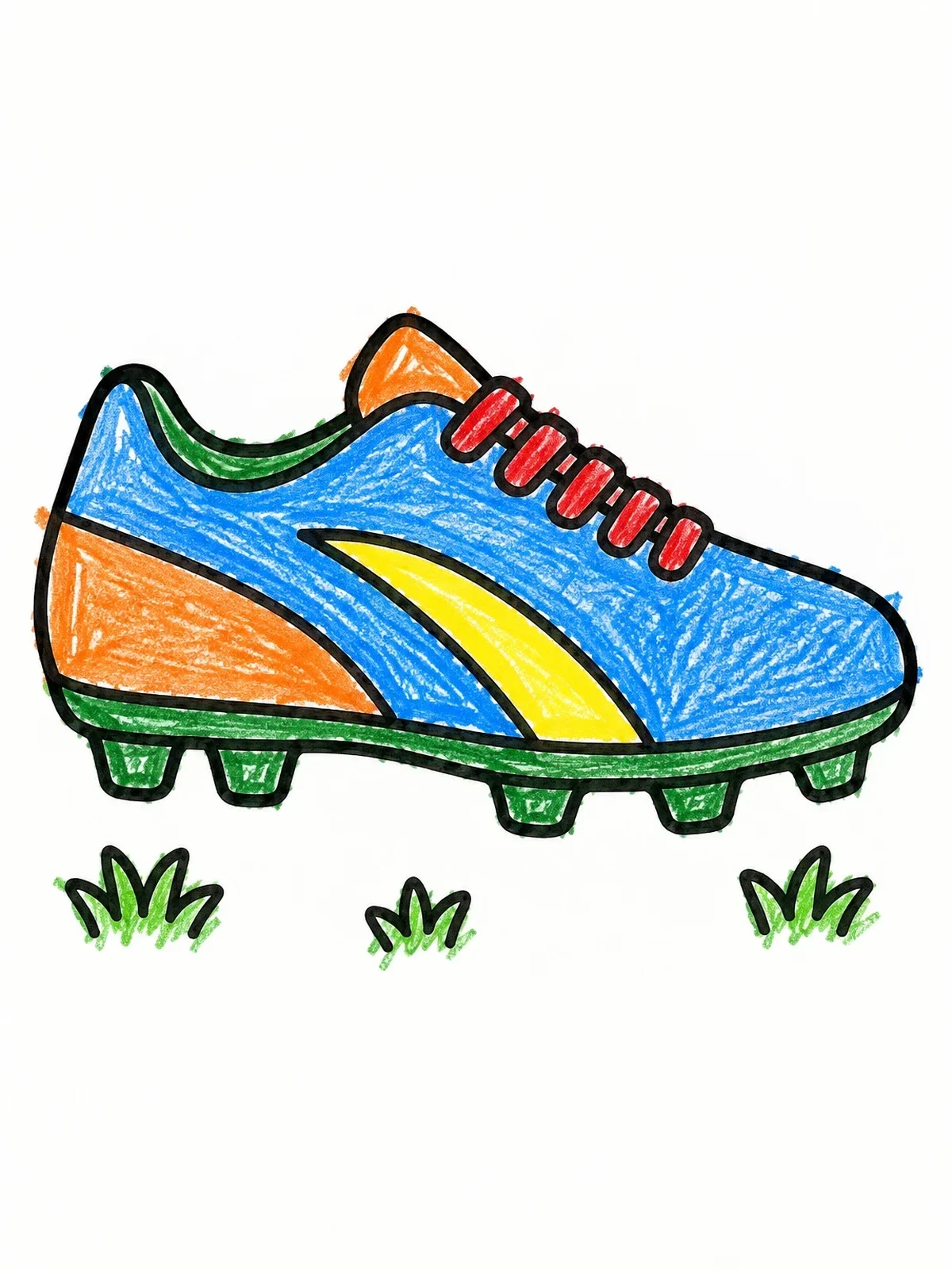 Colored example of the Soccer Cleat On Grass coloring page