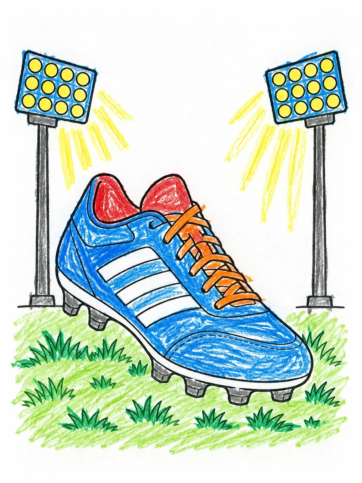 Colored example of the Soccer Cleat Under Stadium Floodlights coloring page