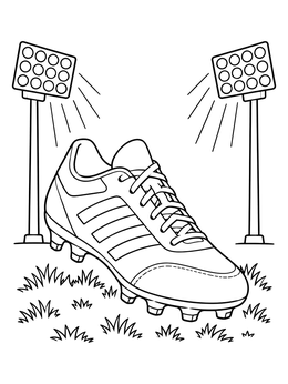 Free printable Soccer Cleat Under Stadium Floodlights coloring page