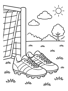 Free printable Soccer Cleats By The Goalpost coloring page
