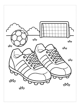 Free printable Soccer Cleats And Goal Post coloring page