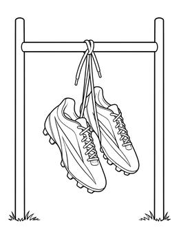 Free printable Soccer Cleats Hanging On Crossbar coloring page