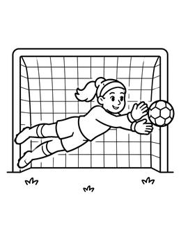 Free printable Soccer Goalkeeper Diving For The Ball coloring page