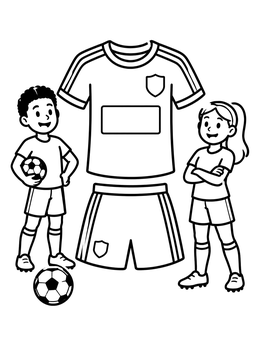 Free printable Soccer Kit And Young Players coloring page