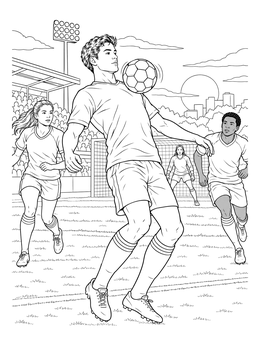 A soccer player controls the ball in this Barcelona coloring page during an outdoor stadium match.