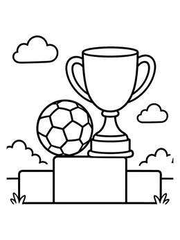 Free printable Soccer Trophy On Champions Podium coloring page