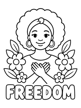 Free printable Freedom Portrait With Flowers coloring page