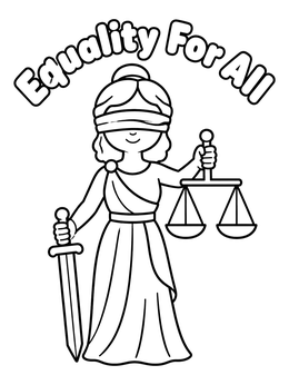 Free printable Lady Justice Equality For All coloring page