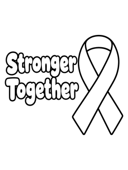 Free printable Stronger Together Awareness Ribbon coloring page