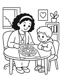 Free printable Social Worker With Emotions Wheel coloring page