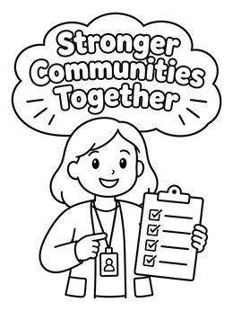 Free printable Friendly Social Worker With Checklist coloring page