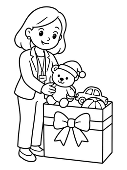Free printable Social Worker Organizing Holiday Toy Drive coloring page