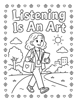Free printable Social Worker Walking Outdoors With Notebook coloring page