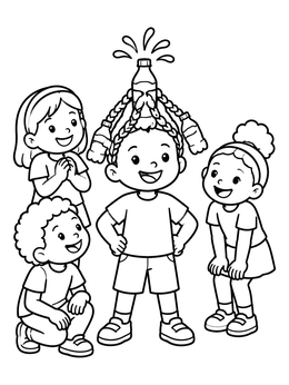 Free printable Soda Bottle Hairstyle With Friends coloring page