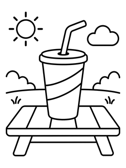 Free printable Soda Cup On Picnic Table coloring page