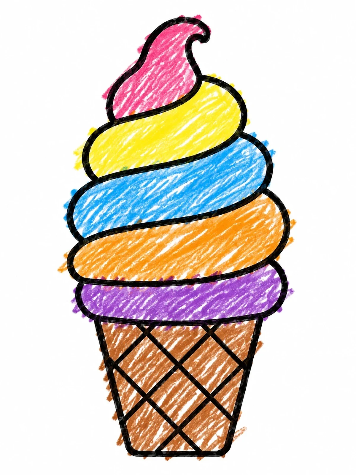 Colored example of the Soft Serve Ice Cream Cone coloring page